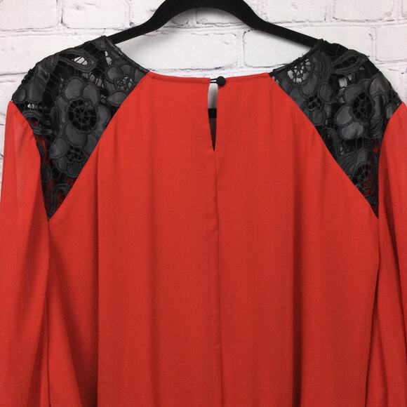 Bisou Bisou Peplum Elastic Waist Crochet Lace Pleated Round Neck Sheer Blouse 3X - Picture 7 of 16